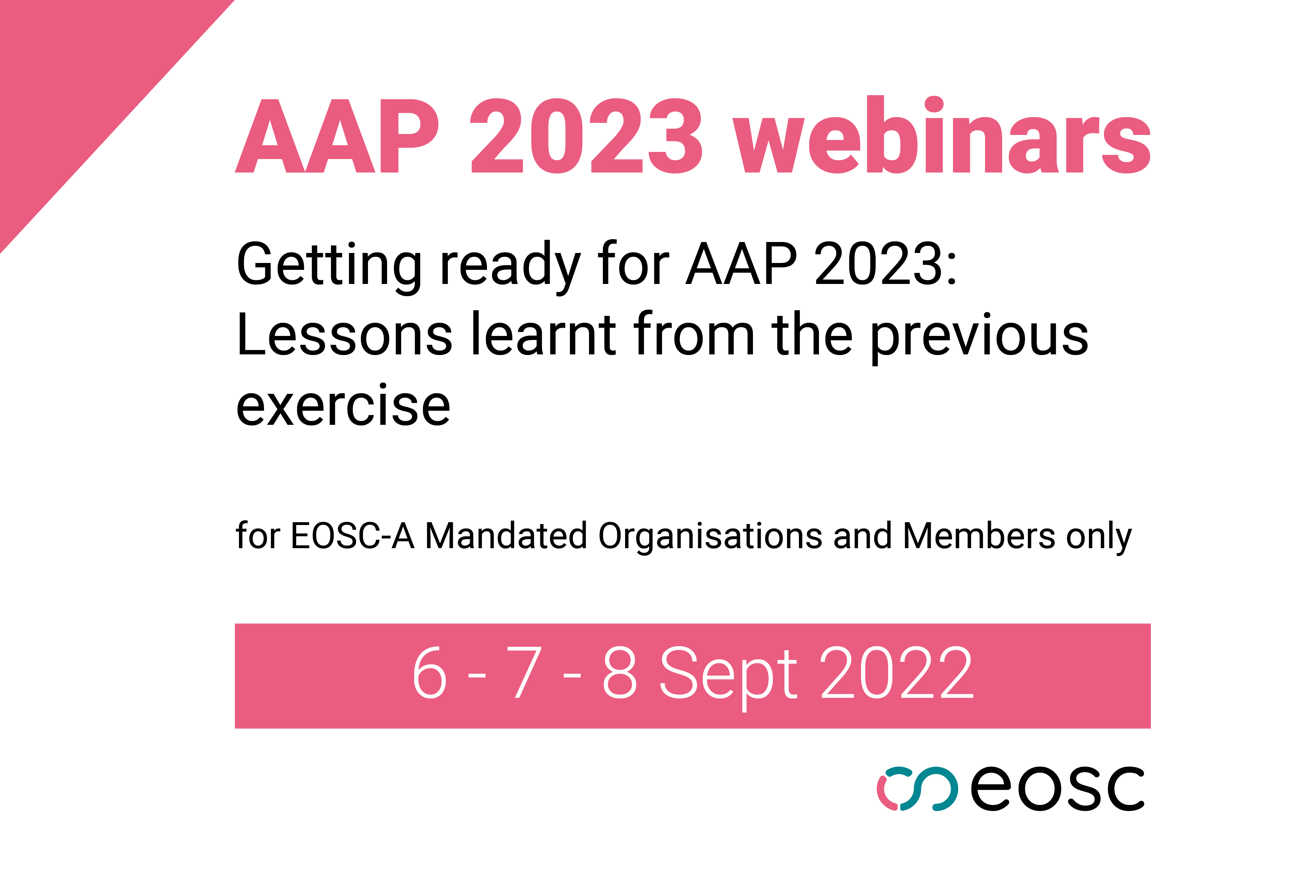 Getting ready for AAP 2023: Lessons learnt from the previous exercise |  EOSC Association