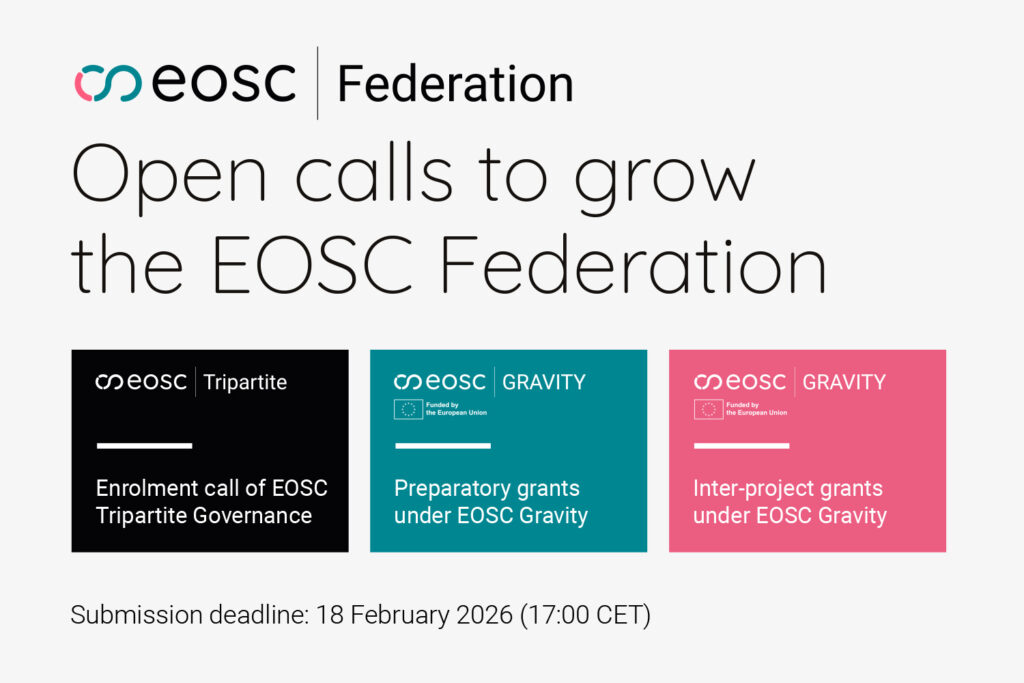 Three open calls to support the growth of the EOSC Federation were launched on 03 November 2025 with a submission deadline of 18 February 2026.